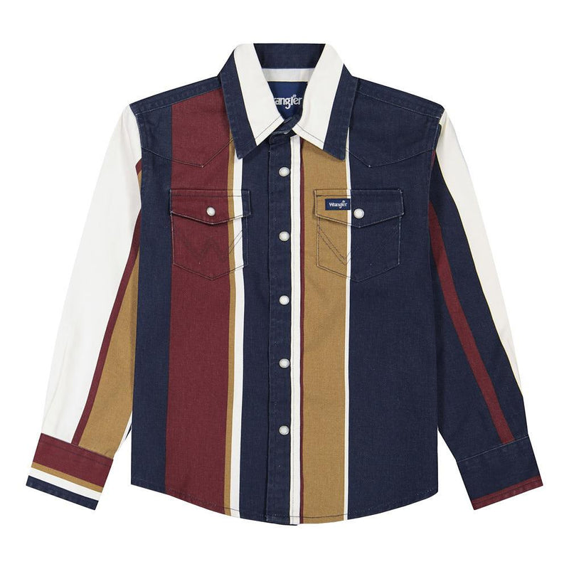 Boy's Navy Striped Brushpopper Shirt
