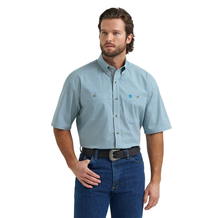 Men's George Strait Teal Geo Print Shirt