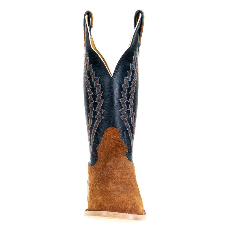 Hondo Enterprises Inc Men's Cognac Roughout Pull Up 13in. Blue Toe Square Toe Cowboy Boot