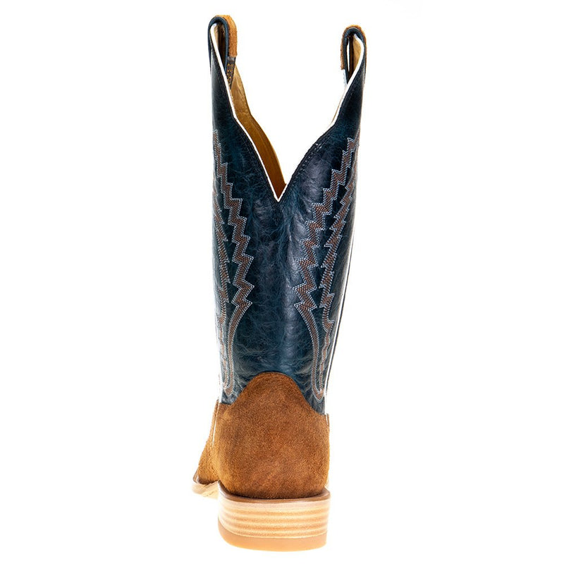 Hondo Enterprises Inc Men's Cognac Roughout Pull Up 13in. Blue Toe Square Toe Cowboy Boot