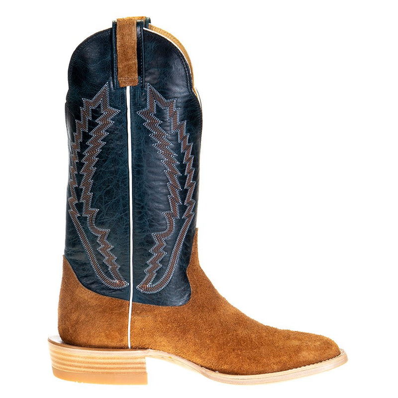 Hondo Enterprises Inc Men's Cognac Roughout Pull Up 13in. Blue Toe Square Toe Cowboy Boot