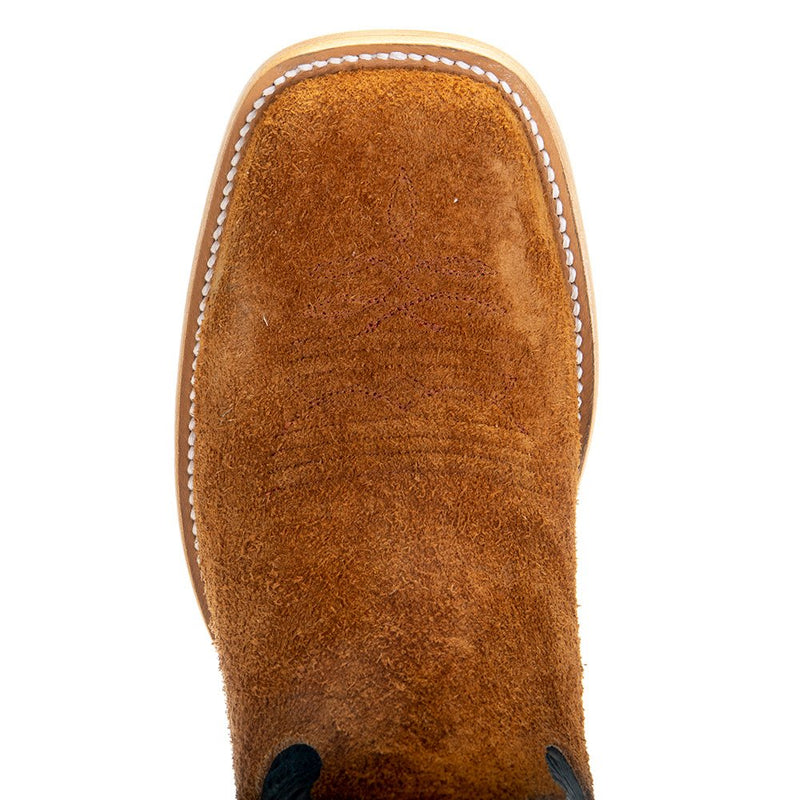 Hondo Enterprises Inc Men's Cognac Roughout Pull Up 13in. Blue Toe Square Toe Cowboy Boot