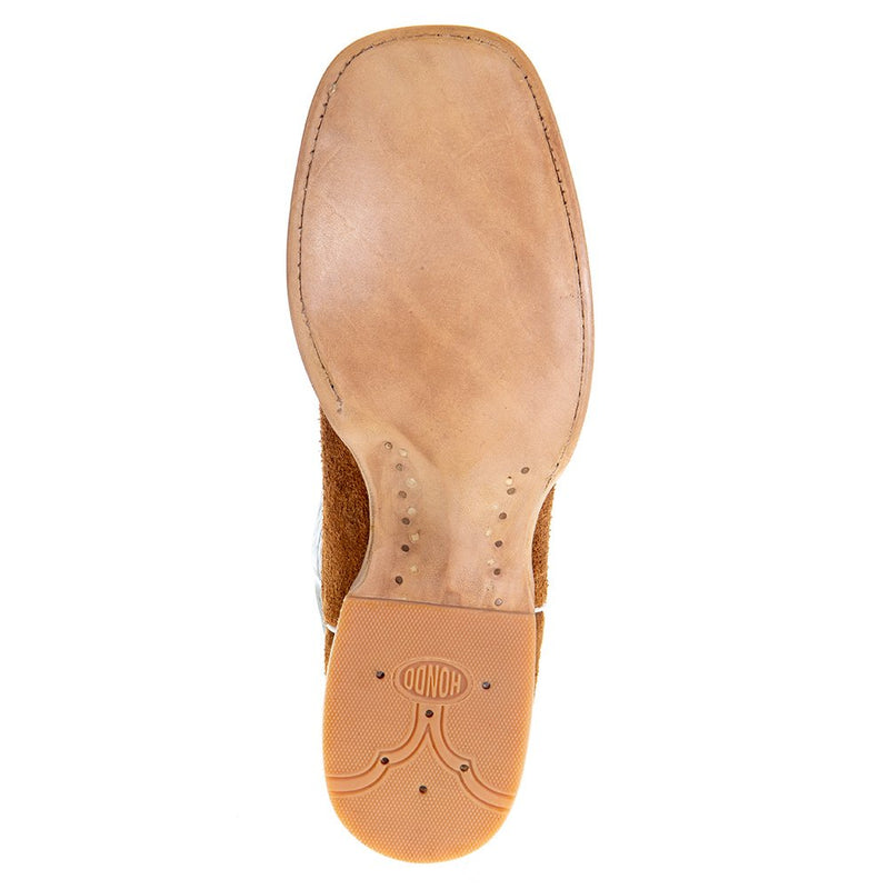 Hondo Enterprises Inc Men's Cognac Roughout Pull Up 13in. Blue Toe Square Toe Cowboy Boot