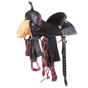Black and Pink Chasin Checks Barrel Saddle