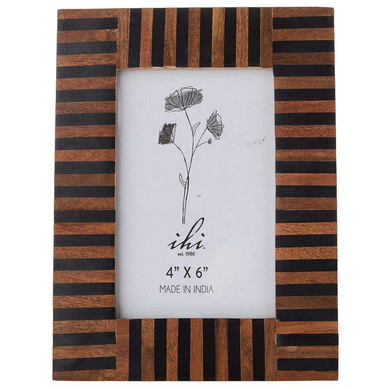 India Handicrafts Black and White Stripe Photo Frame