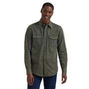Men's Olive Denim Shirt