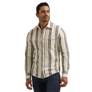 Men's Green & Ecru Retro Snap Shirt