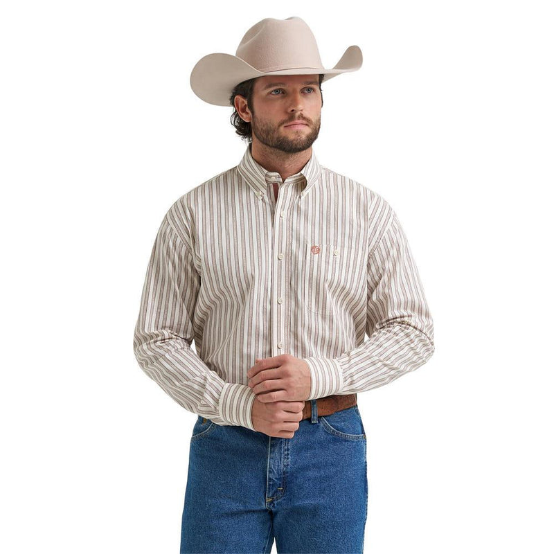Men's George Strait Rust Striped Print Shirt
