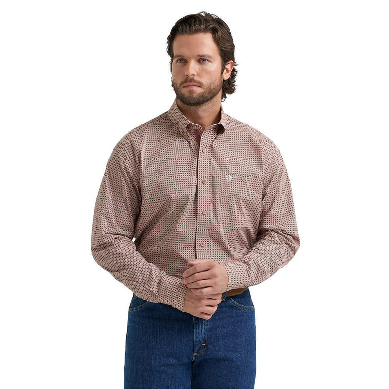 Men's George Strait Rust Geometric Print Shirt