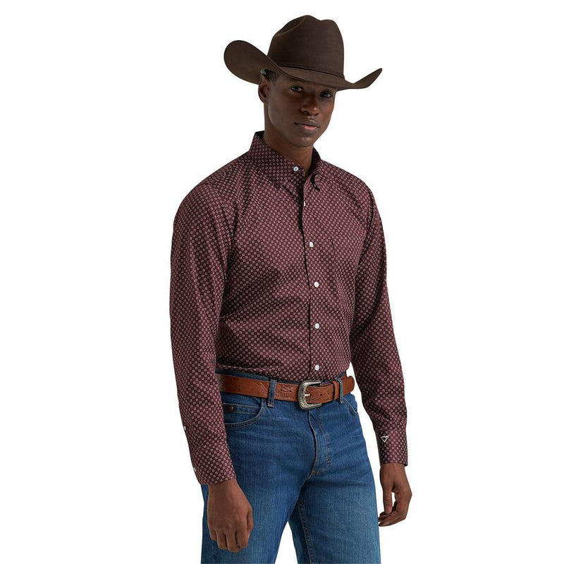 Men's Cody Johnson Wine Geometric Print Shirt