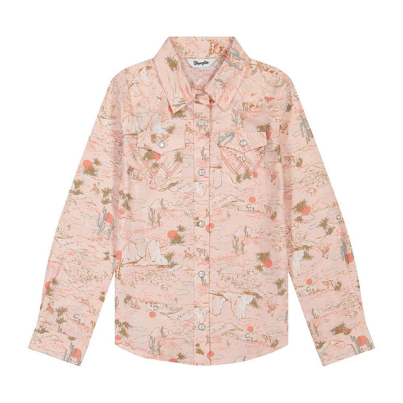 Girl's Pink Print Western Shirt