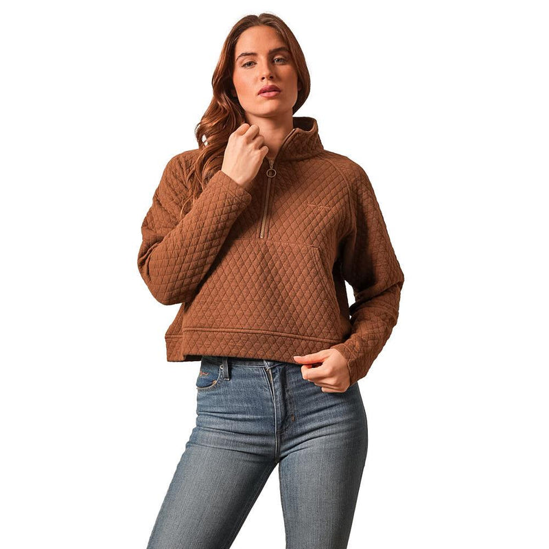 Women's Rita Quilted Brown Zip Up