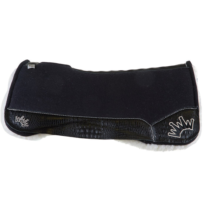 1in Black Kush Saddle Pad with Fleece Bottom and Croc Wear Leathers