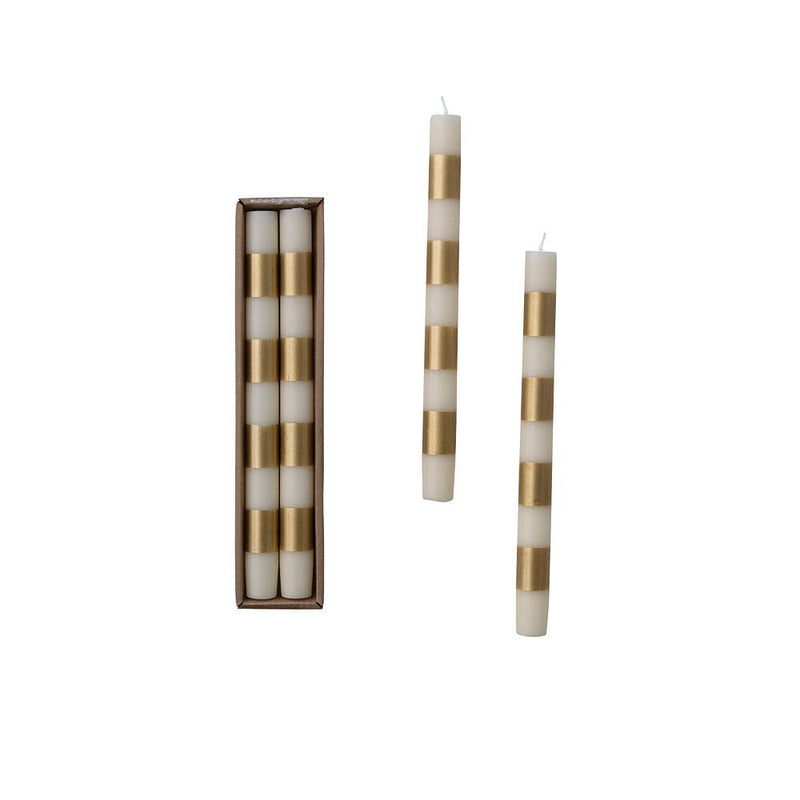 Unscented Gold Stripe Taper Candles