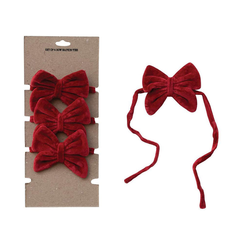 Red Velvet Bow Napkin Ties