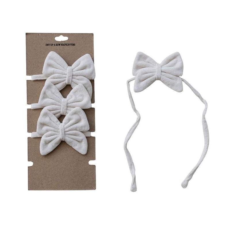 White Velvet Bow Napkin Ties