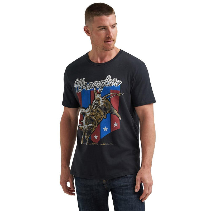 Men's Jet Black Bucking Bull Tee Shirt