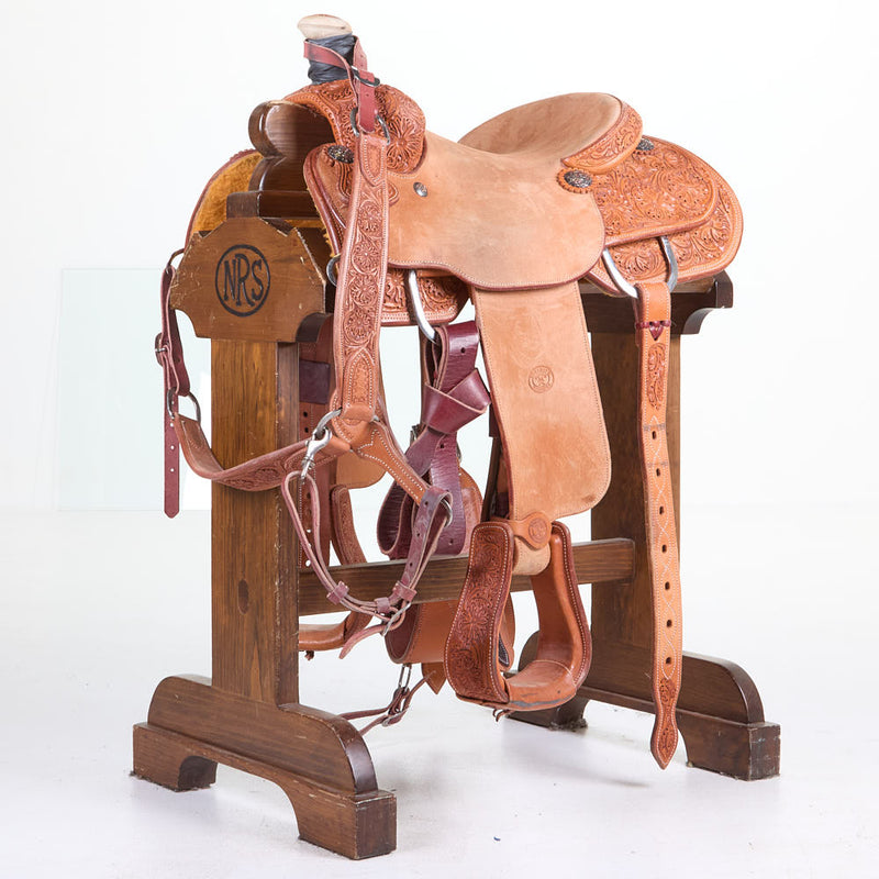 Used 14in1/2 Floral Tooled Team Roping Saddle