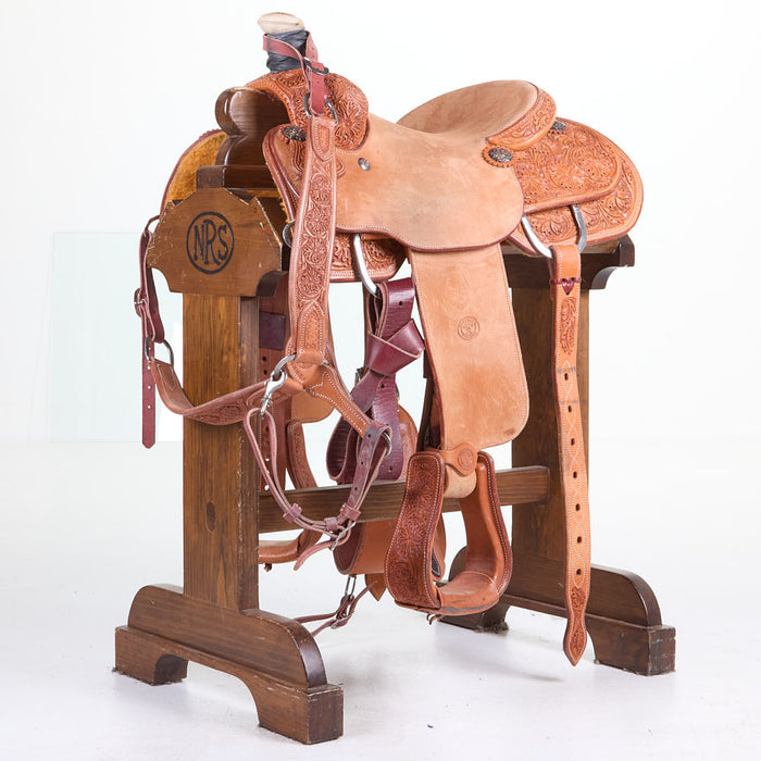 Used 14in1/2 Floral Tooled Team Roping Saddle