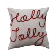 Holly Jolly Embroidered Pillow