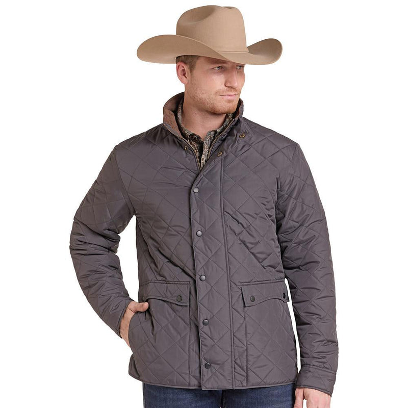 Men's Charcoal Quilted Puffer Jacket