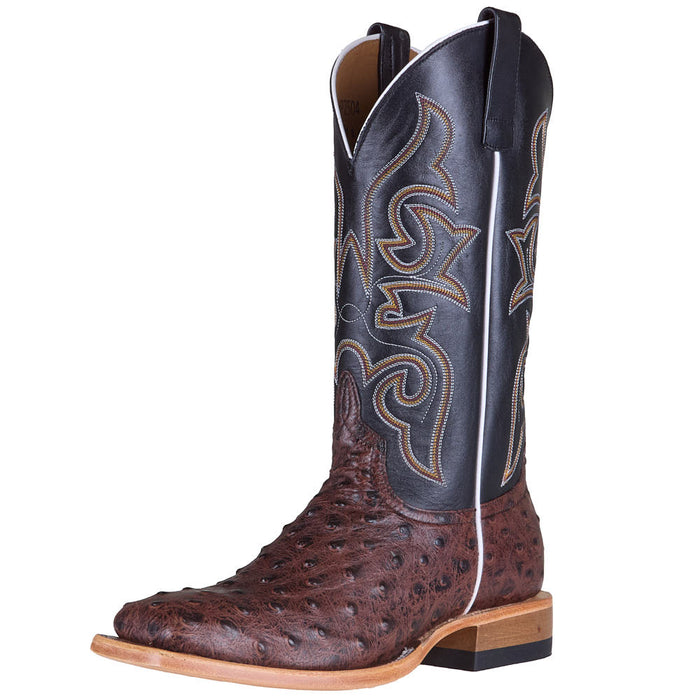 Men's Brown Ostrich Print Vamp 13in Black Gull Grain Top