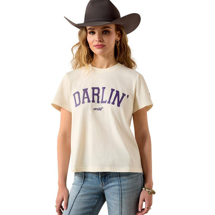 Women's Cream & Purple Collegiate Darlin' Tee Shirt