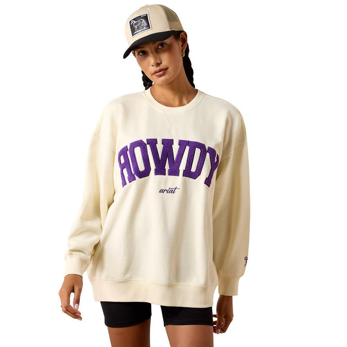 Women's Cream & Purple Collegiate Howdy Sweatshirt