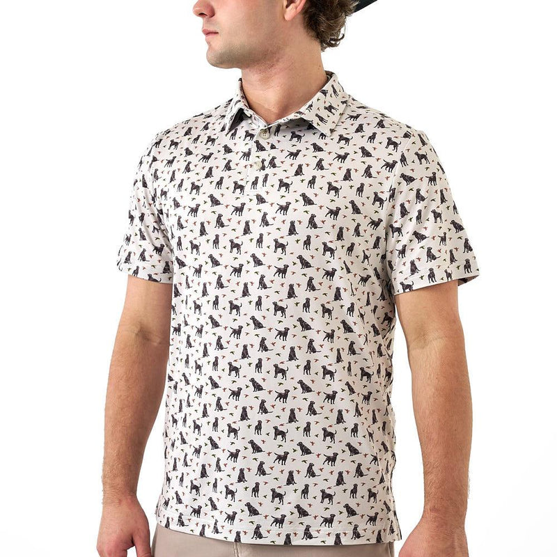 Men's Cream Ducks & Dogs Performance Polo