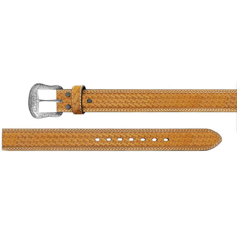Men's Tan Basketweave Leather Belt