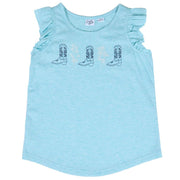 Girl's Light Blue Boot Tank Top