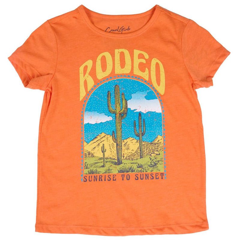 Girl's Orange Rodeo Cactus Graphic Tee Shirt