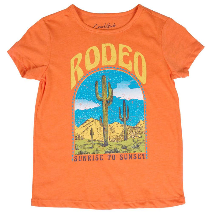 Girl's Orange Rodeo Cactus Graphic Tee Shirt