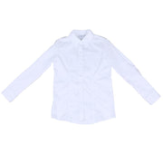 Girl's White Solid Long Sleeve Shirt