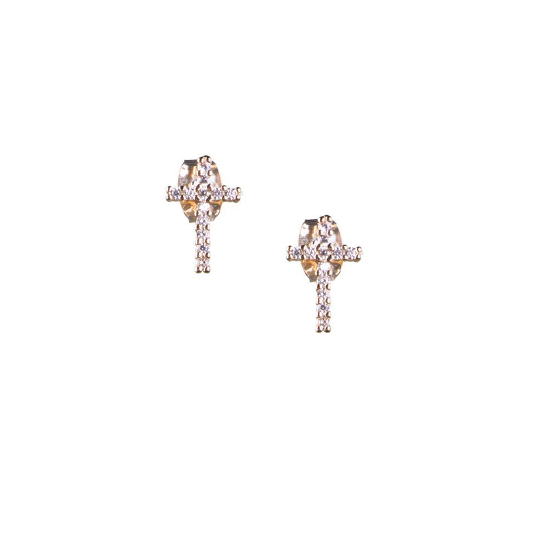 Gold Dipped Diamond Cross Earrings