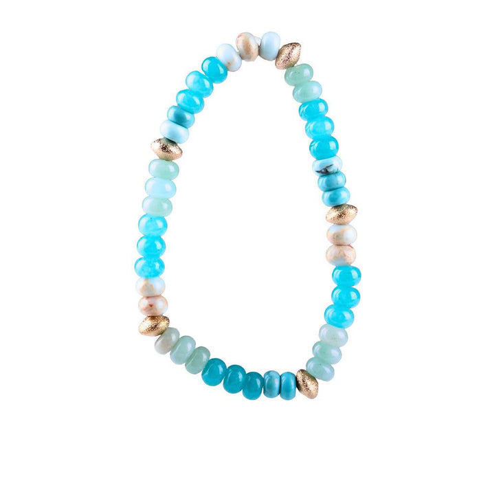 Turquoise Gold-Tone Beaded Bracelet