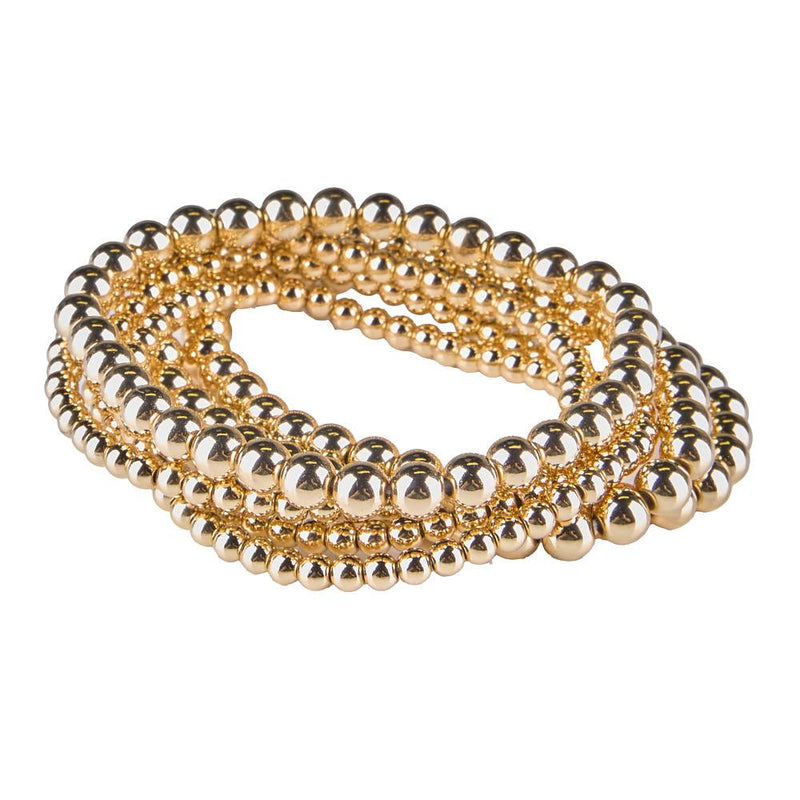 Gold Beaded Stretch Bracelet Set