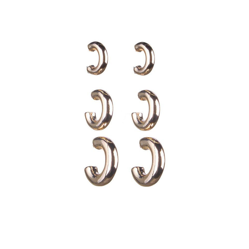 Gold 3-Piece Hoop Earring Set