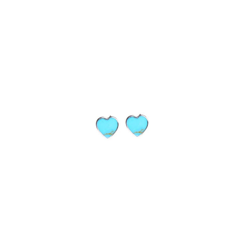 Sterling Small Turquoise Heart Stud Earrings