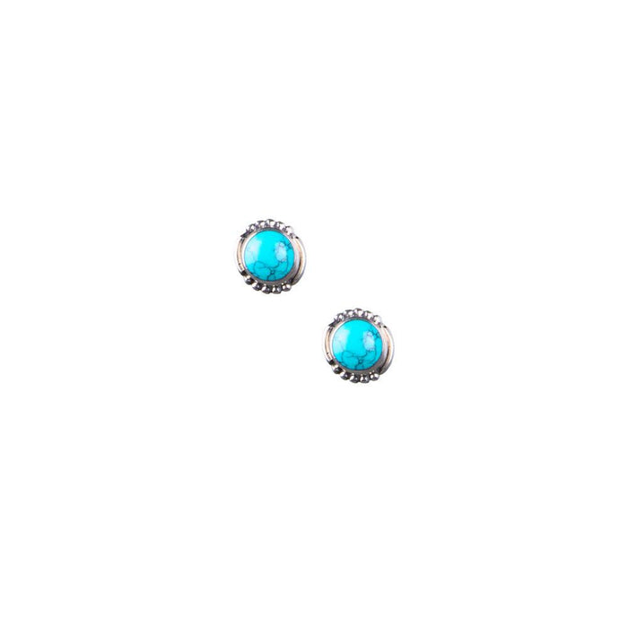 Sterling Small Dotted Turquoise Stud Earrings