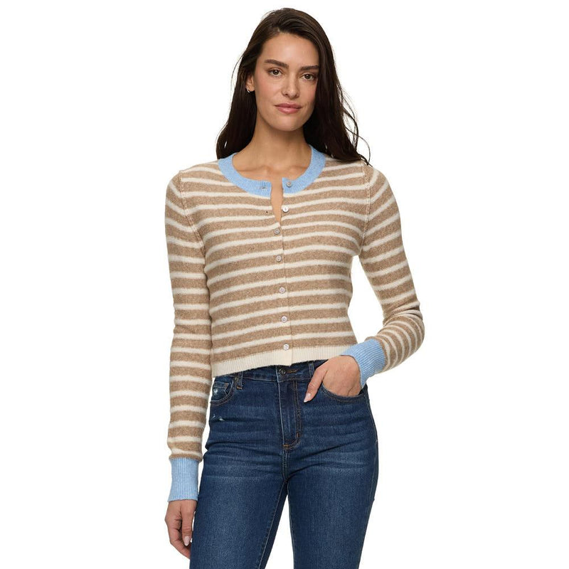 Women's TaupeBlue Marietta Stripe Cardigan