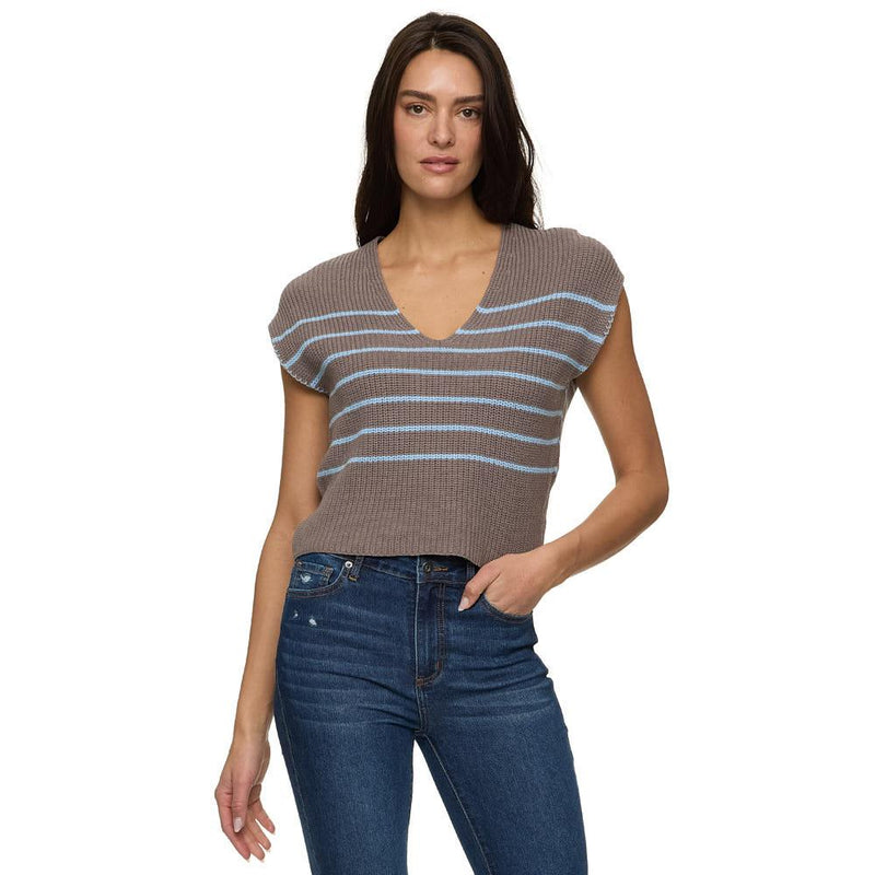 Women's GreyBlue Valencua Striped Dolman Top