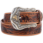 Western Ride Tooled Bronc Buckle Mens Belt 1 1/2in