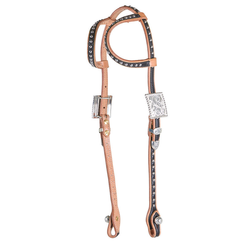 Black Inlay Double Ear Show Headstall