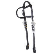 Tooled Black Double Ear Silver Show Headstall