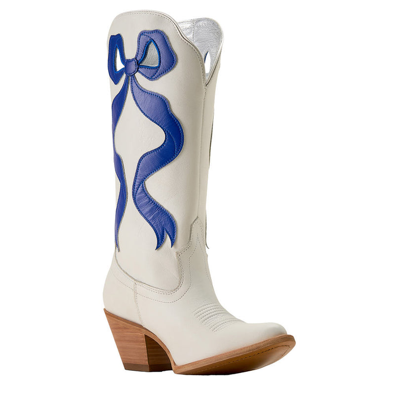 Women's Beaux Ivory Vamp 13in Wild Blue Bow Top Boot