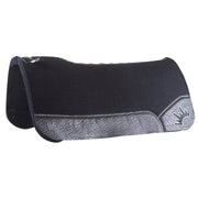 1in Black Kush Saddle Pad with Elephant Wear Leathers and Silver Crown
