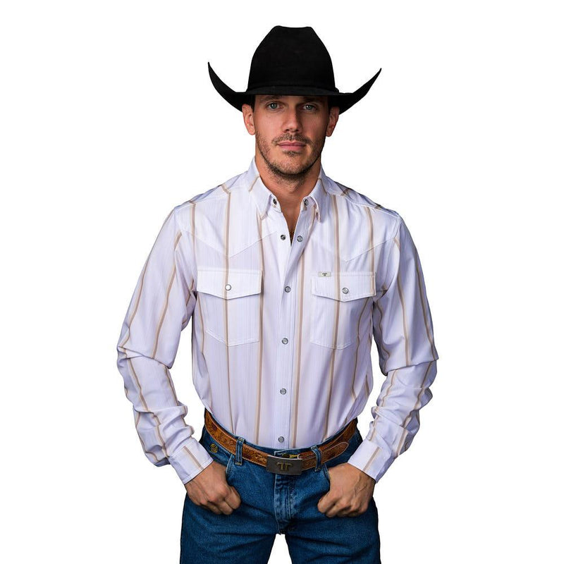 Men's Cream Tristan Long Sleeve Snap Shirt
