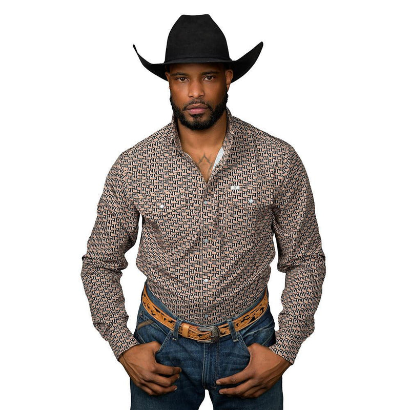 Men's Brown Clark Long Sleeve Snap Shirt