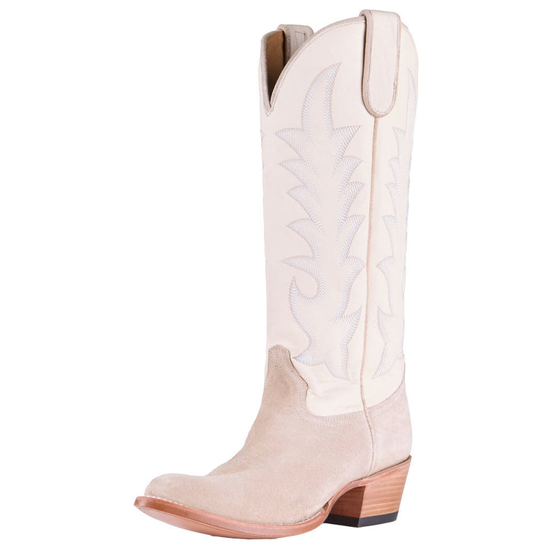 Women's Pearl Snap Queen Cream Suede Vamp 15in Bone Sparta Top Boot